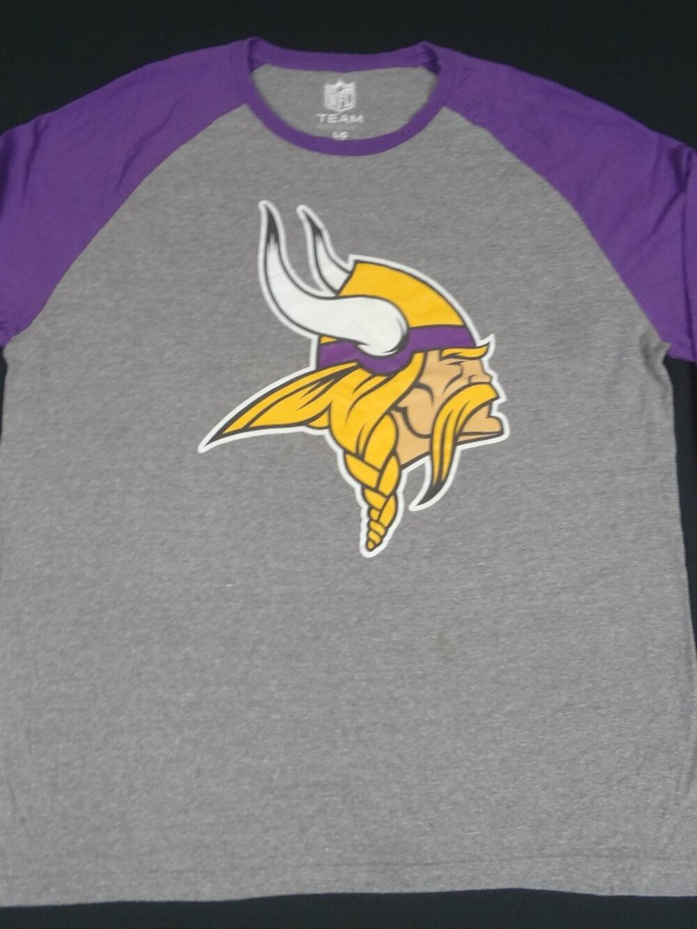 NFL MINNESOTA VIKINGS GRAY PURPLE LONG SLEEVE LARGE T-SHIRT M67 *SPOT C PICS